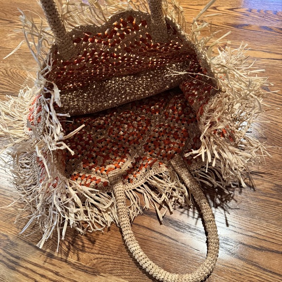 Eilaf Crochet Najoom Tote Orange & Tan - Picture 6 of 7
